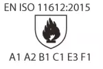 DIN EN ISO 11612:2015 A1-A2-B1-C1-E3-F1 Schutzkleidung - Kleidung zum Schutz gegen Hitze und Flammen - Mindestleistungsanforderungen