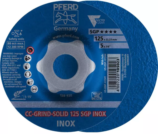 PV64189125 : Dischi abrasivi PFERD CC-GRIND-SOLID 125 SGP INOX